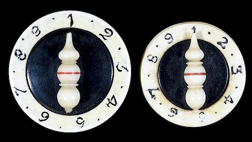 PAIR OF IVORY WHIST MARKERS WITH