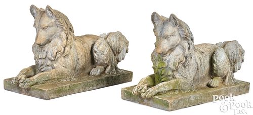 PAIR OF J. W. FISKE CAST ZINC