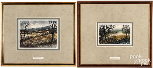 PAIR OF JACK SHAUB WATERCOLOR