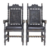 PAIR OF JACOBEAN REVIVAL ARM C