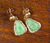 PAIR OF JADE AND FOURTEEN KARA