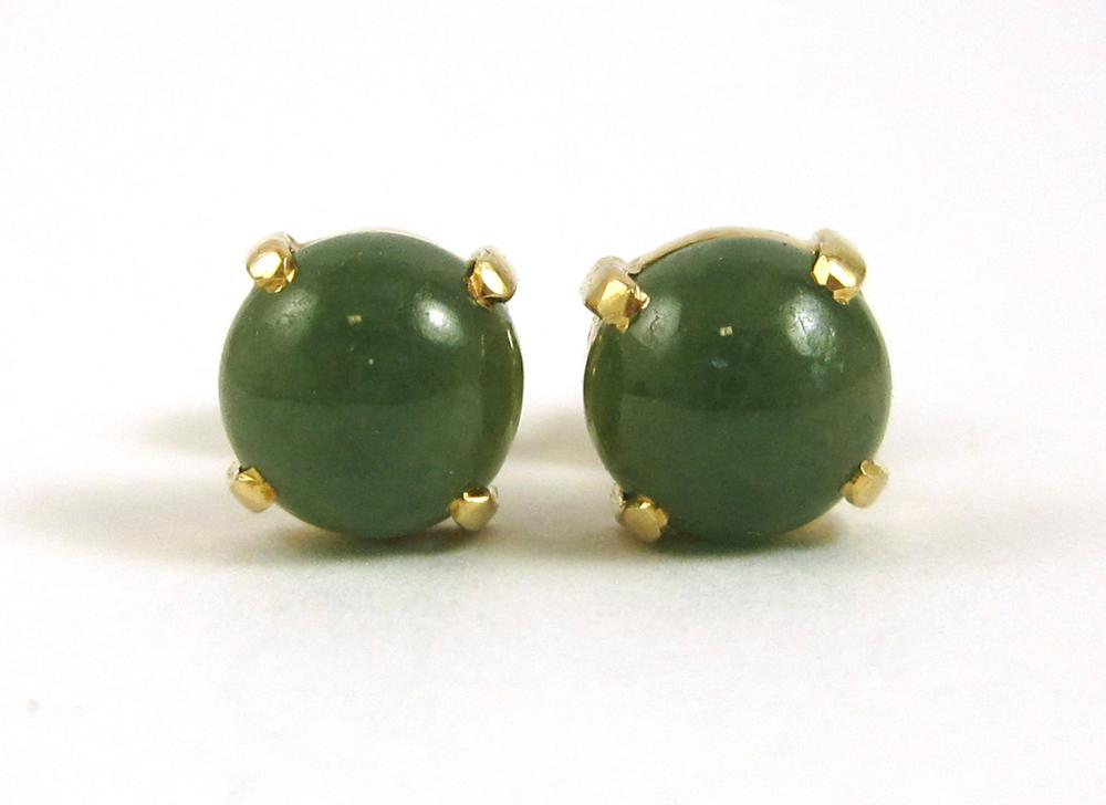 PAIR OF JADE AND FOURTEEN KARAT