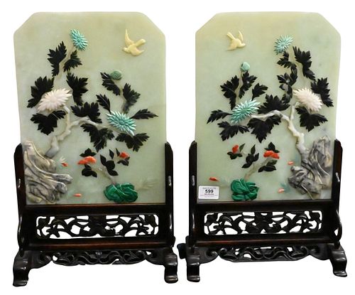 PAIR OF JADITE HARSTONE SCREENSPair