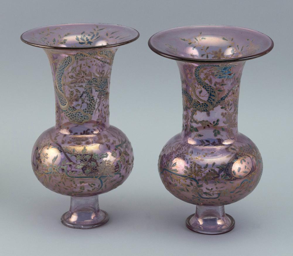 PAIR OF JAPANESE AMETHYST GLASS