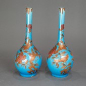 PAIR OF JAPANESE AWAJI TURQUOI