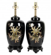 PAIR OF JAPANESE BLACK-GROUND