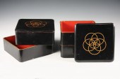 PAIR OF JAPANESE BLACK LACQUER