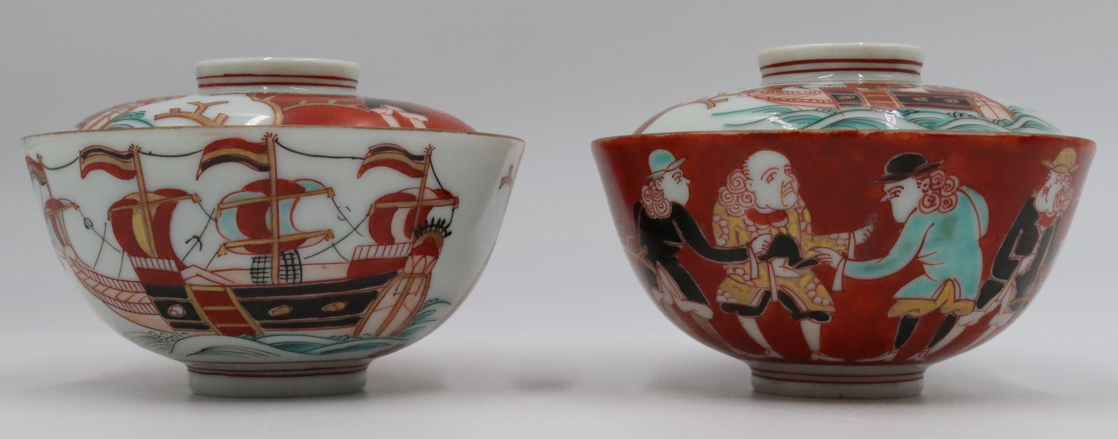 PAIR OF JAPANESE BLACK SHIP IMARI