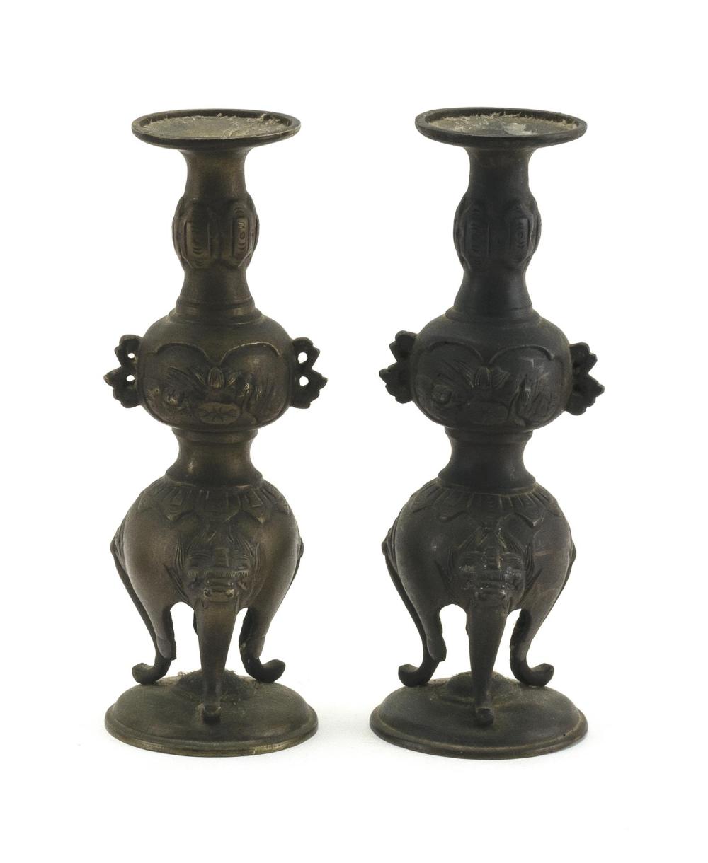 PAIR OF JAPANESE BRONZE ALTAR VASES
