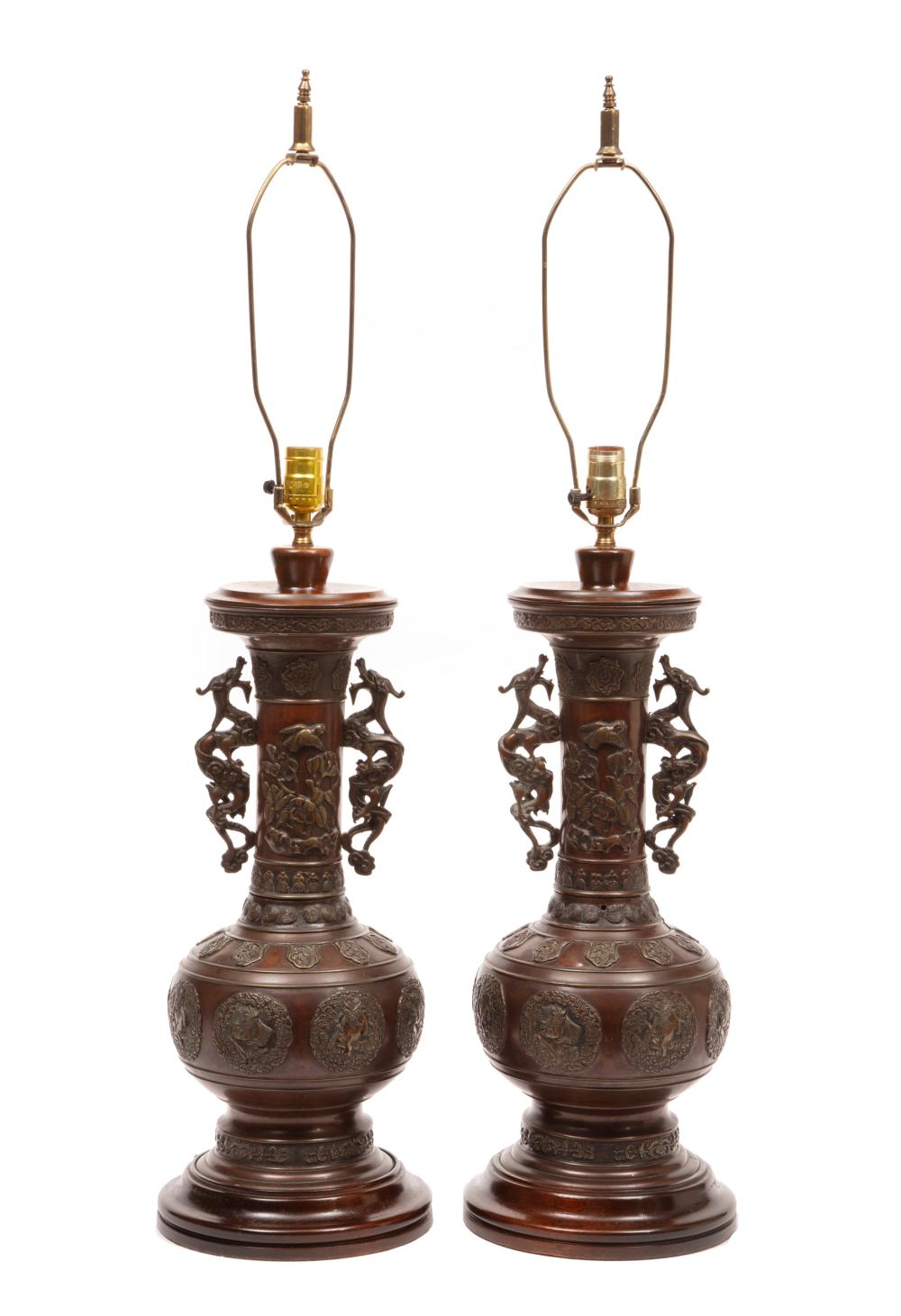 PAIR OF JAPANESE BRONZE BOTTLE