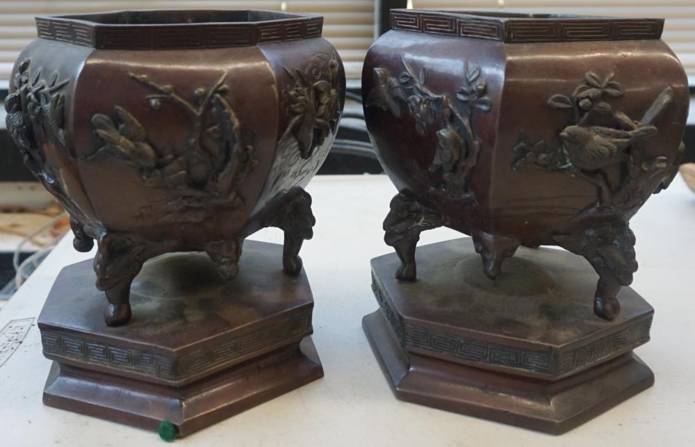 PAIR OF JAPANESE BRONZE CENSORS