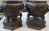PAIR OF JAPANESE BRONZE CENSOR