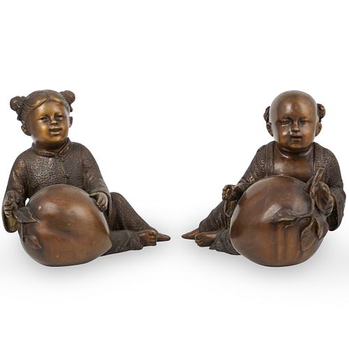 PAIR OF JAPANESE BRONZE