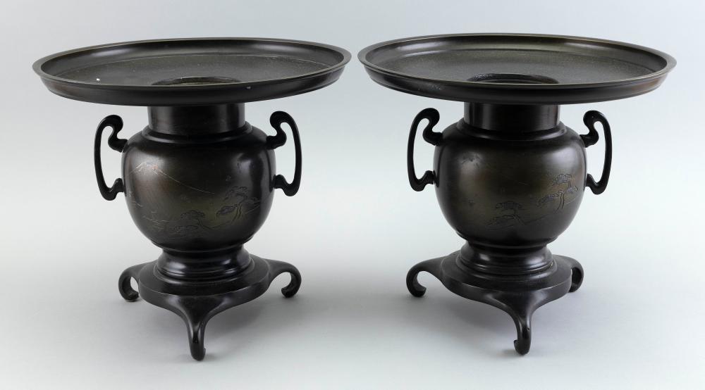 PAIR OF JAPANESE BRONZE TWO-PART