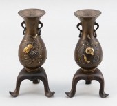 PAIR OF JAPANESE BRONZE VASES