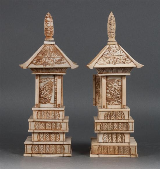 Pair of Japanese carved and
