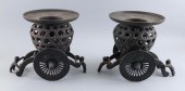 PAIR OF JAPANESE CAST IRON USU