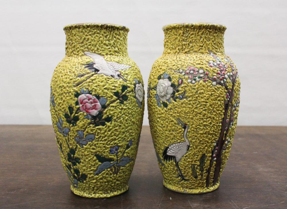 PAIR OF JAPANESE CERAMIC VASES,