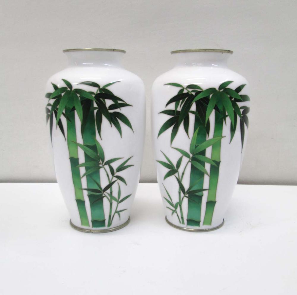 PAIR OF JAPANESE CLOISONNE VASES,
