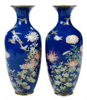 PAIR OF JAPANESE CLOISONNE VAS