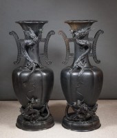 PAIR OF JAPANESE EXPORT BRONZE
