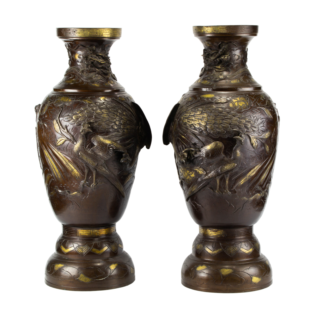 PAIR OF JAPANESE GILT BRONZE