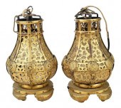 PAIR OF JAPANESE GILT METAL GA