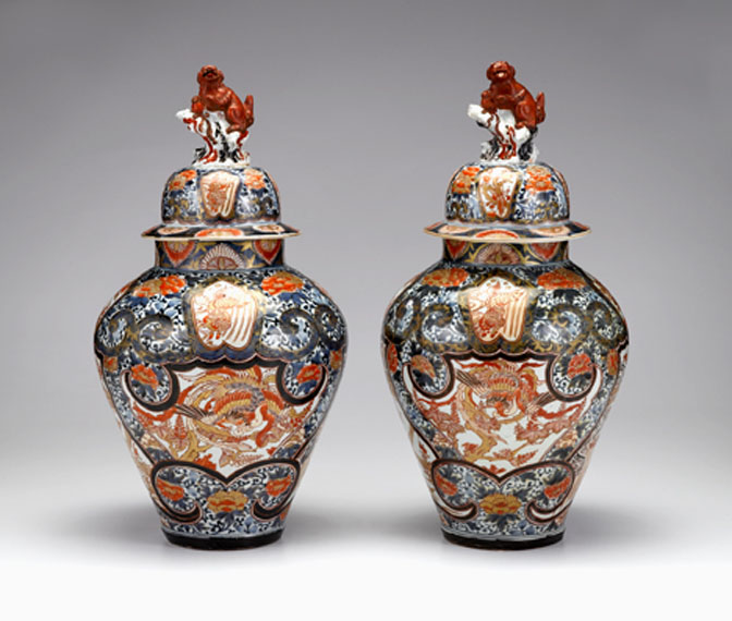 Pair of Japanese Imari covered jars