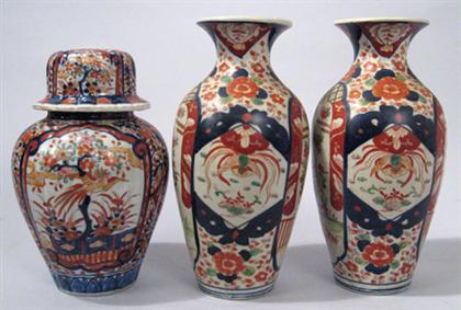 Pair of Japanese imari vases, and