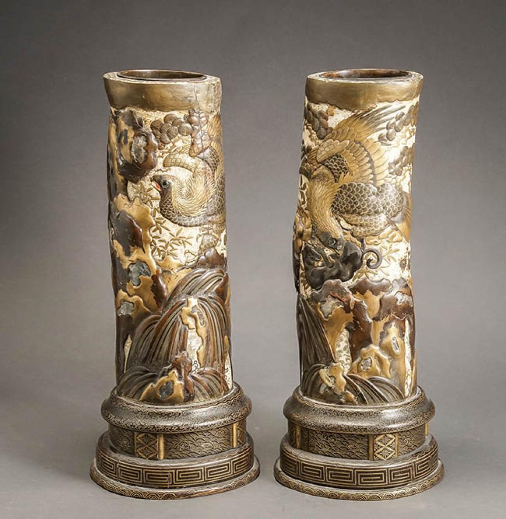 PAIR OF JAPANESE IRO-E AND GOLD