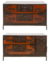 PAIR OF JAPANESE IRON-BOUND TA