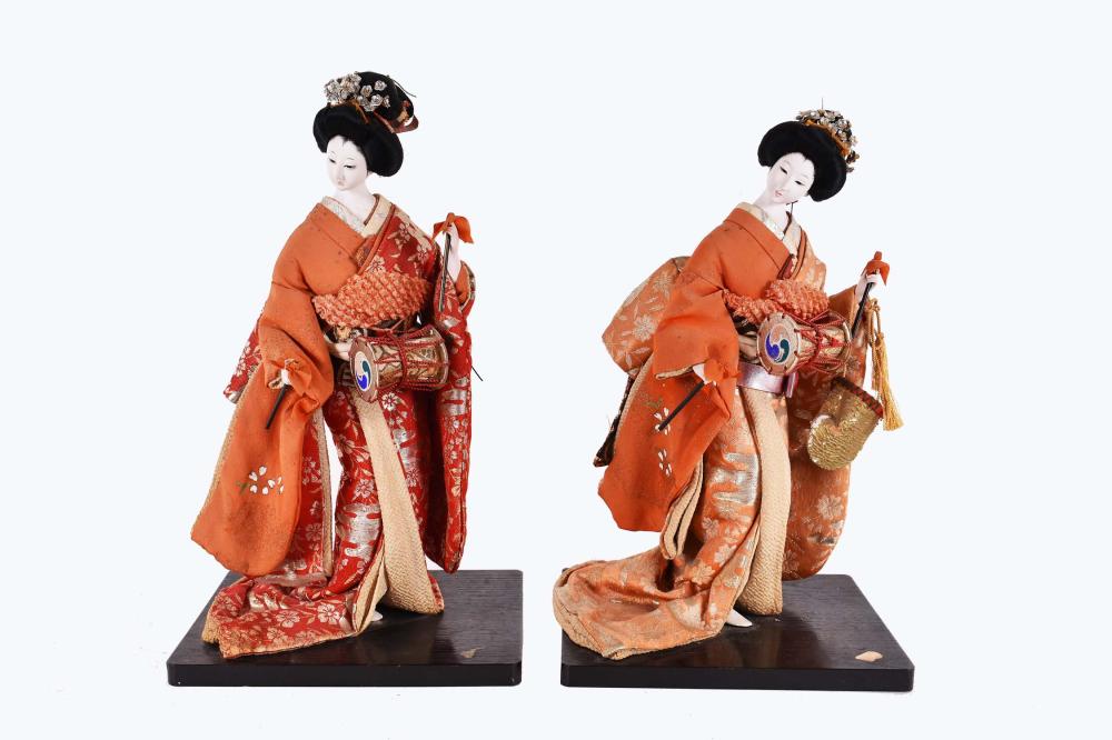 PAIR OF JAPANESE KABUKI DOLLS OF