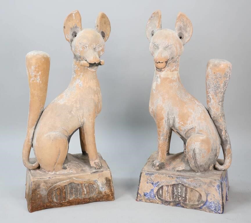 PAIR OF JAPANESE KITSUNE FOX TEMPLE