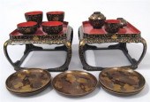 Pair of Japanese lacquered tea