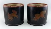 PAIR OF JAPANESE LACQUERED WOO