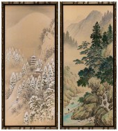 PAIR OF JAPANESE LANDSCAPE PAI