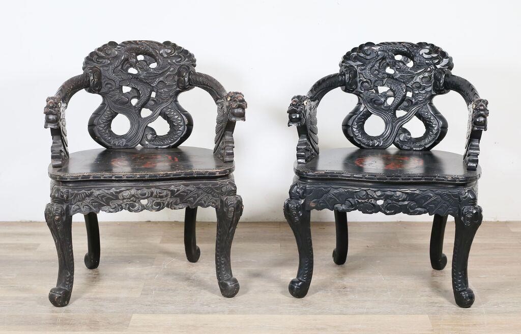 PAIR OF JAPANESE MEIJI STYLE DRAGON