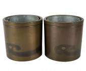 PAIR OF JAPANESE MIXED METAL P