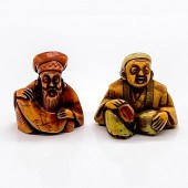 PAIR OF JAPANESE PAINTED RESIN