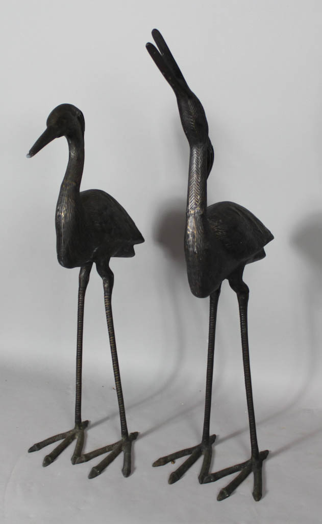 PAIR OF JAPANESE PATINATED BRONZE