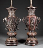 PAIR OF JAPANESE PATINATED BRO