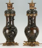 PAIR OF JAPANESE PATINATED BRO