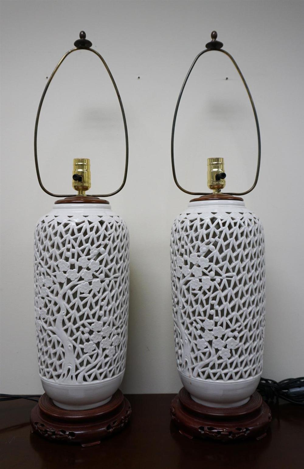 PAIR OF JAPANESE PIERCED BLANC DE