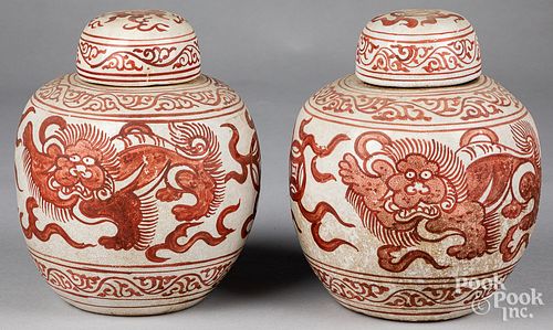 PAIR OF JAPANESE POTTERY GINGER