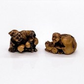 PAIR OF JAPANESE RESIN FIGURIN