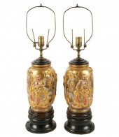 PAIR OF JAPANESE SATSUMA PORCE