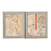 PAIR OF JAPANESE SCENIC WATERC