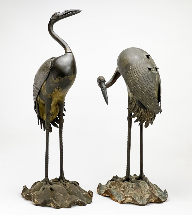 PAIR OF JAPANESE SILVER AND GOLD