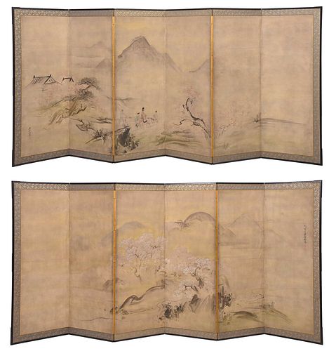 PAIR OF JAPANESE SIX-PANEL