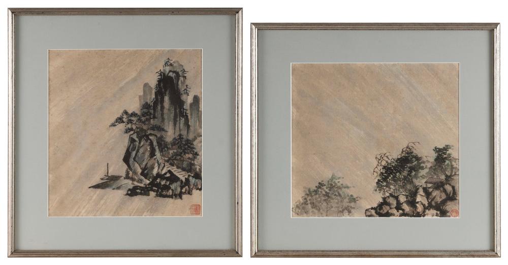 PAIR OF JAPANESE SUMI-E LANDSCAPE